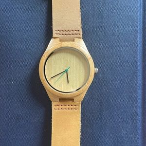 Wooden Watch with tan Suede band